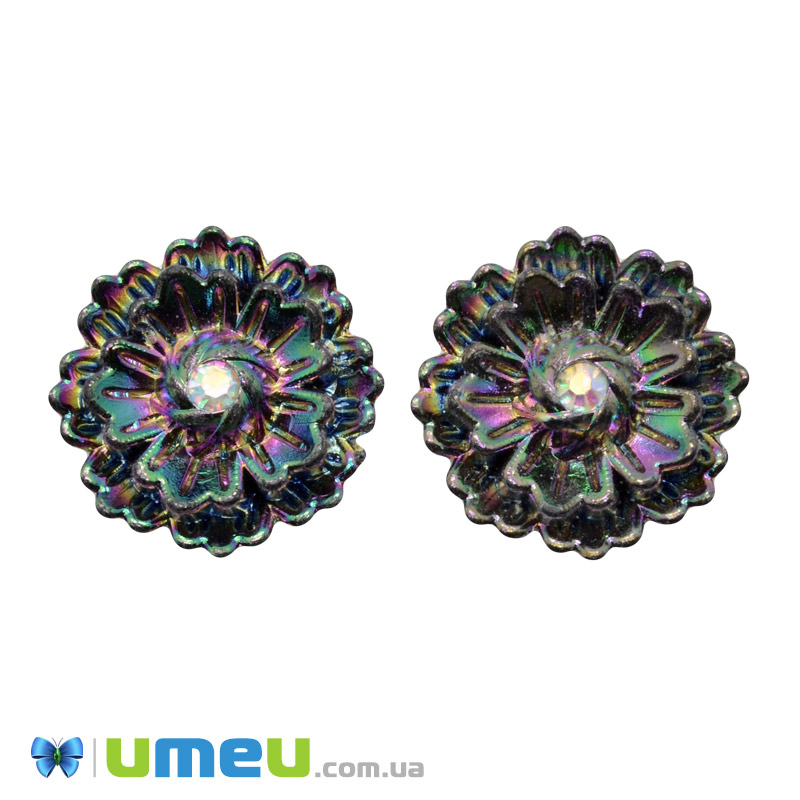 Кабошон из полимерной глины, Цветок серый, 25 мм (KAB-050793)