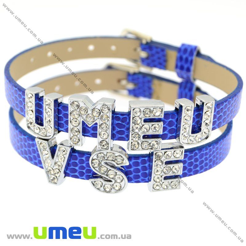 Намистина мет., Буква L зі стразами, 12х8 мм, Темне срібло (BUS-008853)