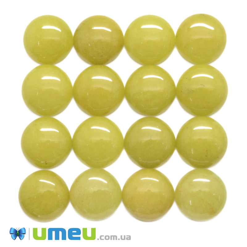 Кабошон нат. камінь Нефрит жовтий, Круглий, 16 мм (KAB-050556)