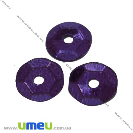 Пайетки Китай круглые граненые, 6,5 мм, Фиолетовые (PAI-001517)