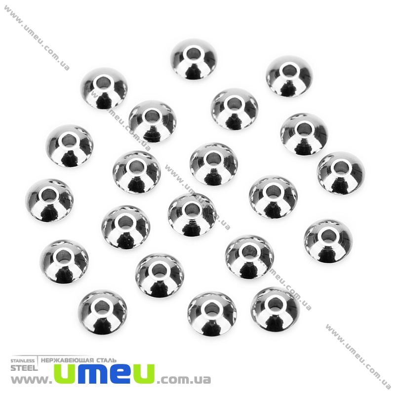 Намистина з нержавіючої сталі Біконус, 7х3,5 мм, Темне срібло (STL-036508)