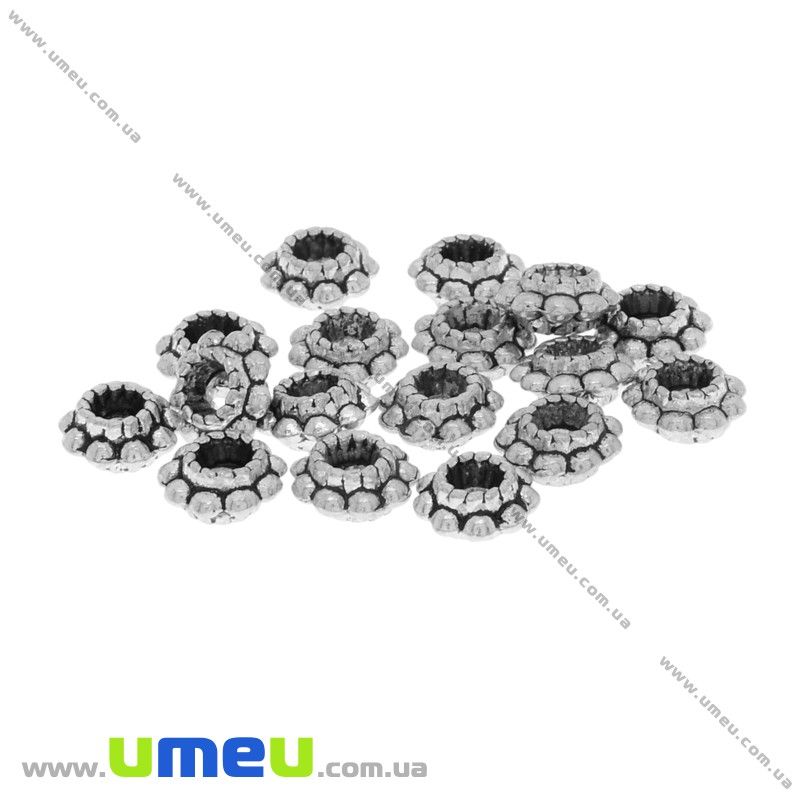 Намистина-розділювач мет., 6х3 мм, Античне срібло (BUS-032672)