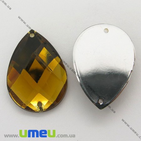 Пришивний кристал пласт. Крапля гранована, 21х15 мм, Бурштиновий (KAB-005246)