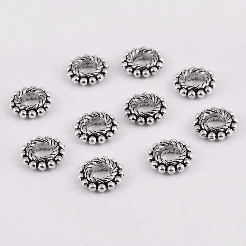 Намистини-розділювачі мет., 8х2,5 мм, Античне срібло (BUS-055347)