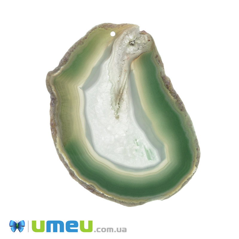 Зріз Агата, Зелений, 77х55 мм, Уцінка (POD-009379)