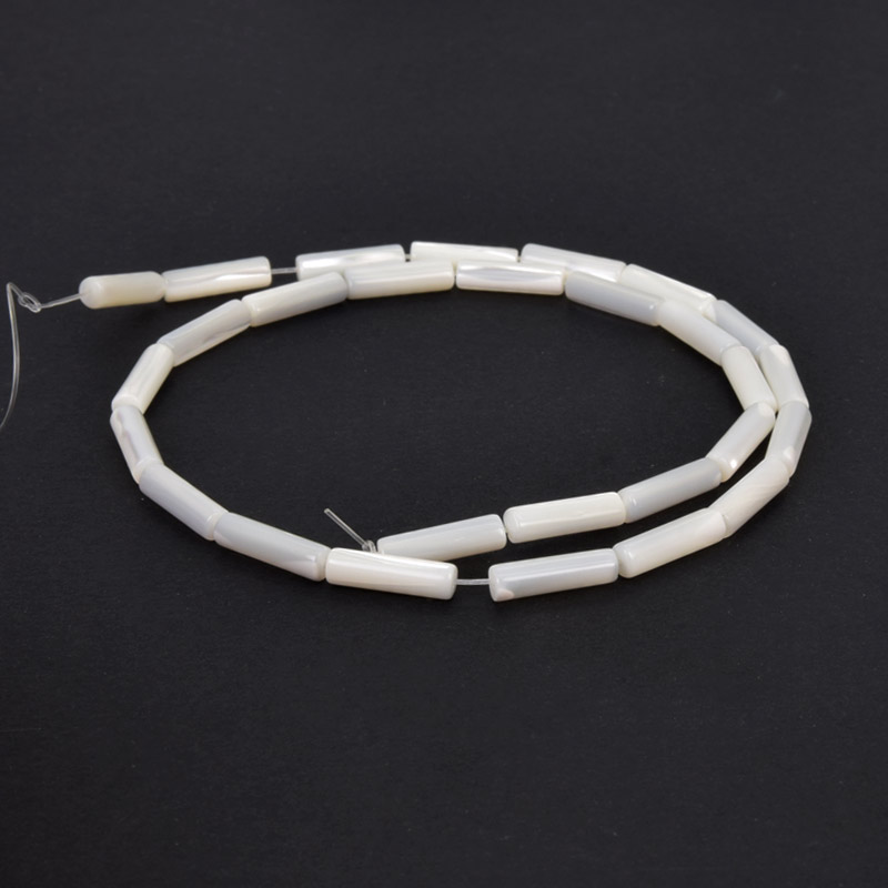 Намистини Перламутр білий, Натур. камінь, 14х4 мм, Бочонок (BUS-058123)