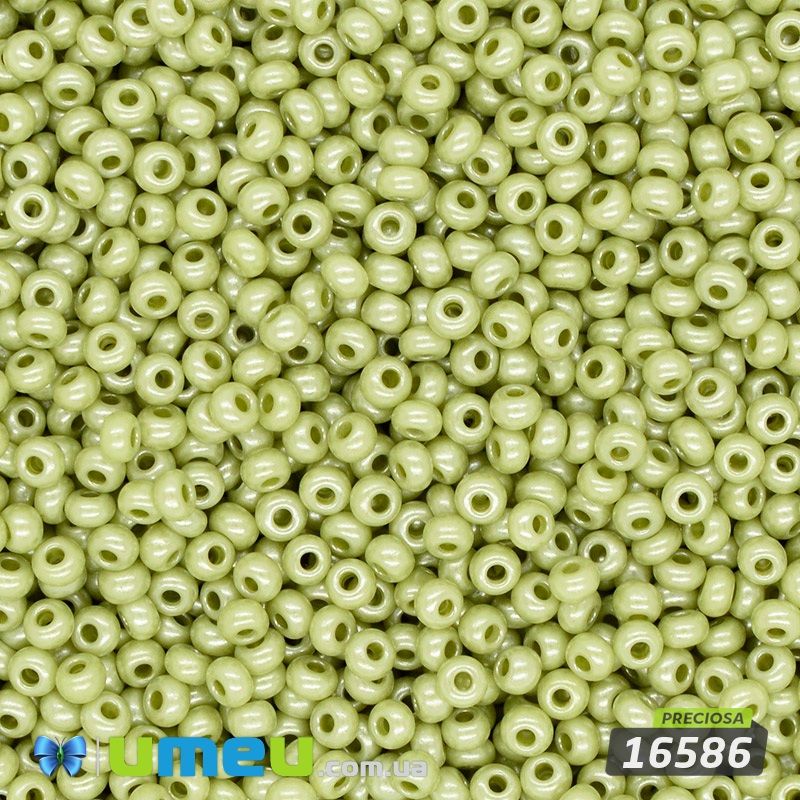 Бісер чеський №835/16586, Оливковий, Перламутровий, 10/0 (BIS-043953)