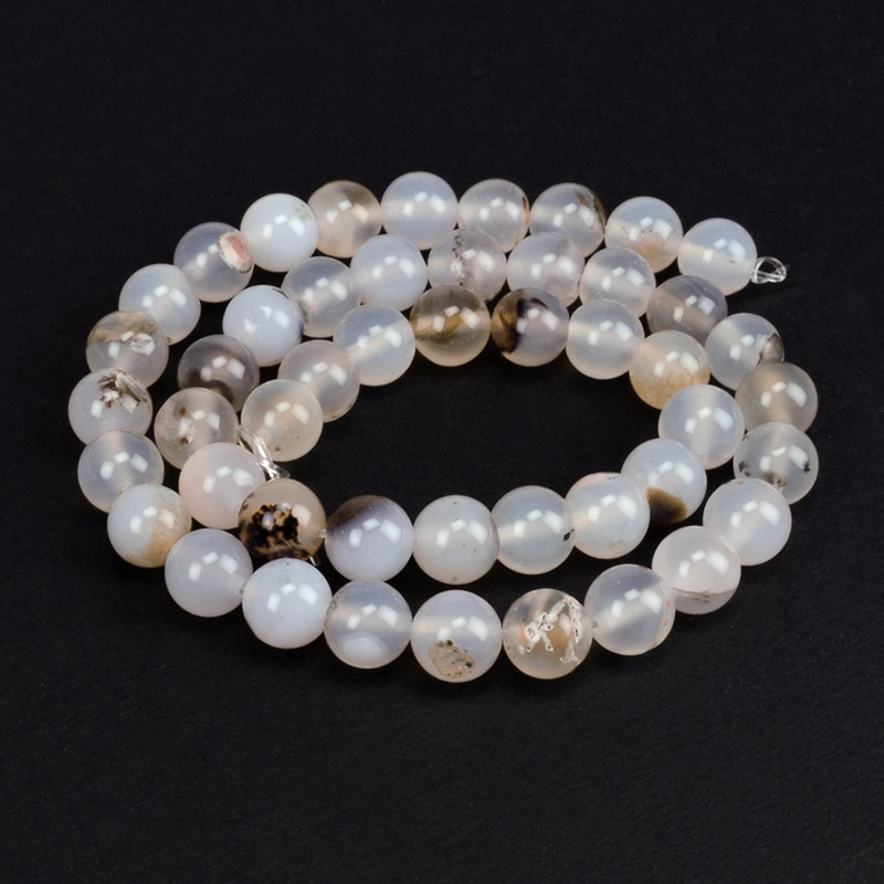 Намистини Агат білий, Натур. камінь, 8,5 мм, Круглі (BUS-051665)