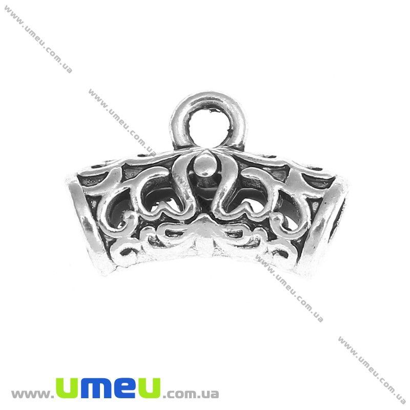 Основа для кулона Бейл, 14х9х5 мм, Античное серебро (OSN-020234)