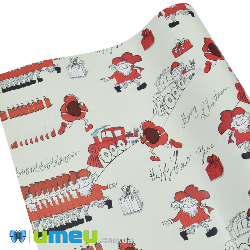 Пакувальний папір Новорічний, Бежевий, 62х90 см (UPK-043045)