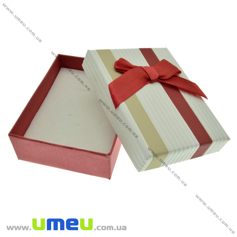 Подарочная коробочка Прямоугольная в полоску, 9х7х3 см, Красная (UPK-023148)
