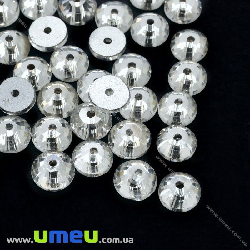 пришивний елемент скл. Круглий гранований, 8 мм, Білий (KAB-012622)