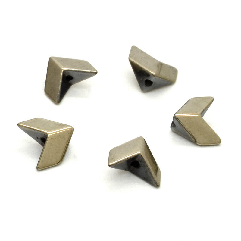 Намистини Гематит, Нат. камінь, Зиг-заг, 8х7х4 мм, З покриттям, Золотисті (BUS-054034)