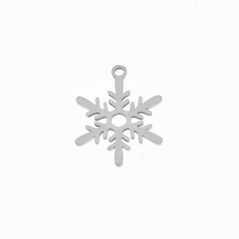 Подвеска из нерж. стали Снежинка, 18х14 мм, Темное серебро (STL-060683)