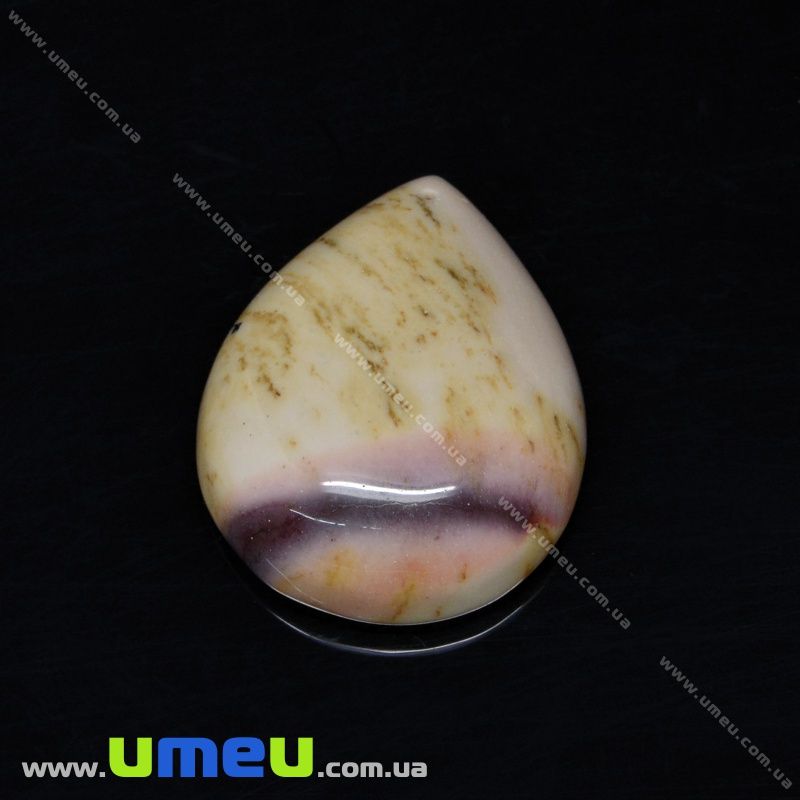 Підвіска з натурального каменю Мукаіт, Крапля, 34х27 мм (POD-031630)