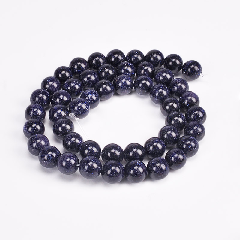 Намистини Авантюрін Золотий пісок синій, Синт. камінь, 8 мм, Круглі (BUS-051693)