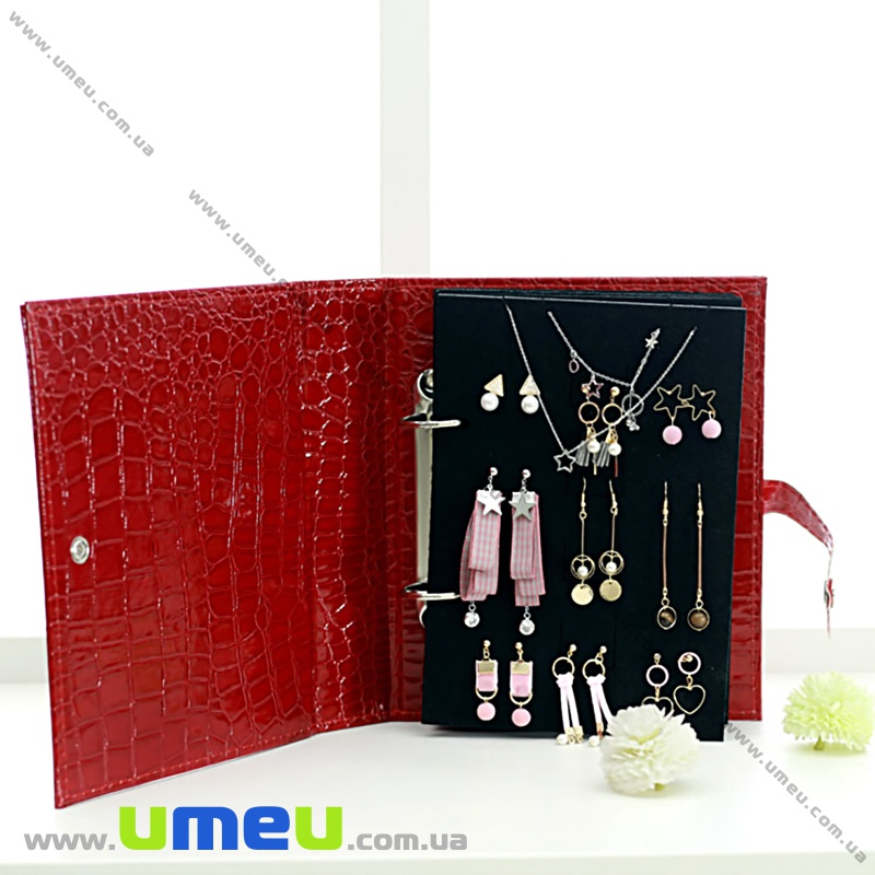 Органайзер-блокнот для готових прикрас, 21х18х5 см, Червоний (INS-035044)