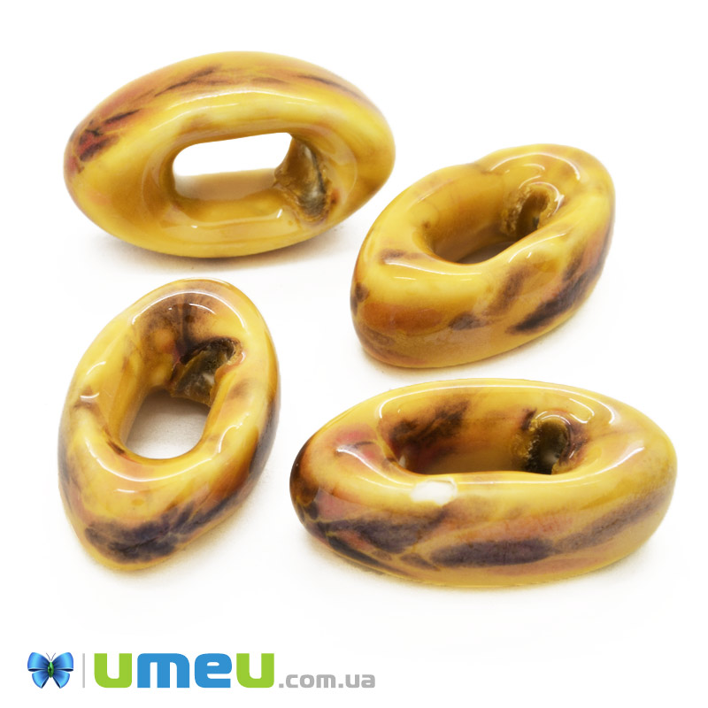 Намистина керамічна УЦІНКА, 28х9х16 мм, Жовта (BUS-015750)