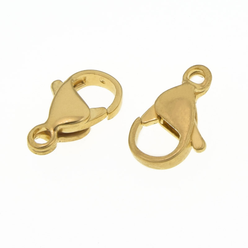 Замки-карабины из нерж. стали, 11х7 мм, Покрытие 24 kt (STL-018521)