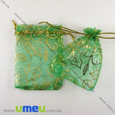 Подарочная упаковка из органзы, 7х9 см, Зеленая, 1 шт (UPK-001098)
