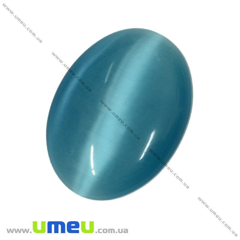 Кабошон Котяче око, 25х18 мм, Блакитний, Овал (KAB-009433)