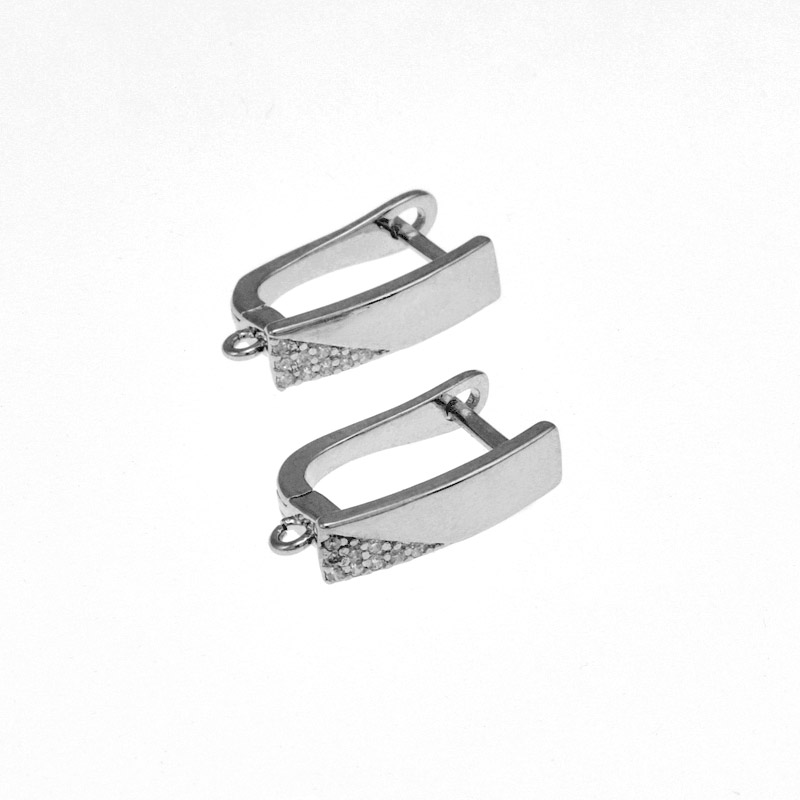 Швензи, Латунь з покриттям Родій, Стрази куб. цирконій, 18х11х4 мм (OSN-059038)