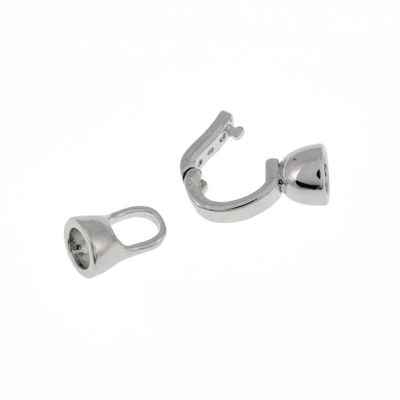 Застібка, 18,5х7 мм, Латунь з покриттям Родій, Куб. цирконій (ZAM-060847)