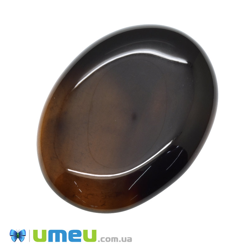 Кабошон нат. камінь Агат коричневий, Овал, 39,4 х29,2 мм (KAB-050611)