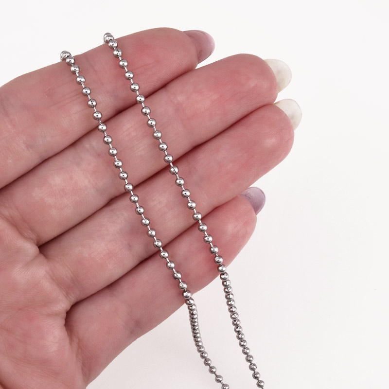 Ланцюг з кульками 2 мм з нержавіючої сталі, Темне срібло (STL-026048)