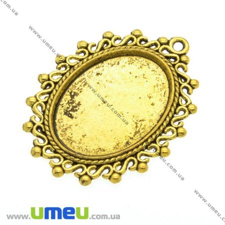 Основа овальна ажурна, 38х30 мм, 25х18 мм, Античне золото (OSN-007635)