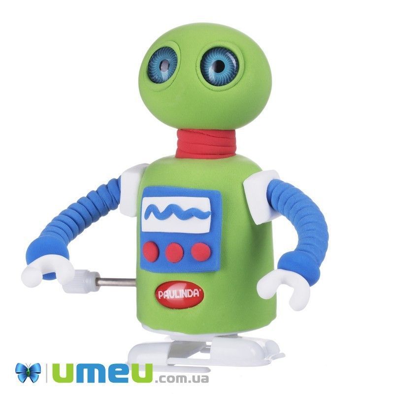 Масса для лепки Paulinda Super Dough Robot заводной механизм (шагает), зеленый (DIF-043522)