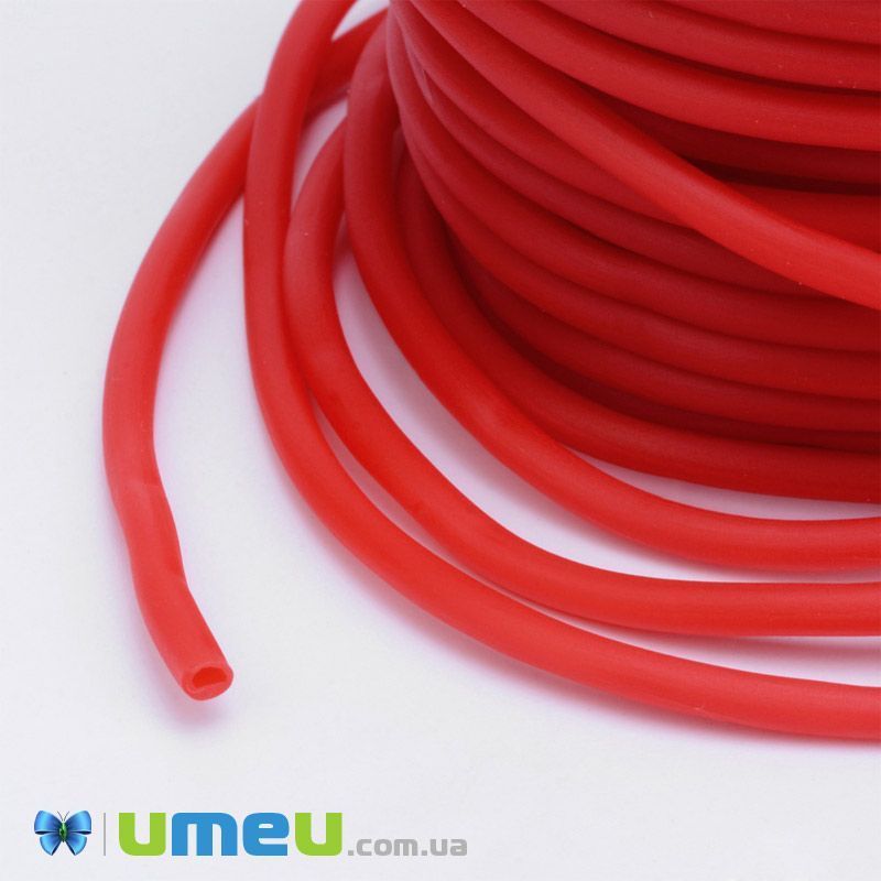 Шнур каучуковий порожнистий, 3 мм, Червоний (LEN-040193)