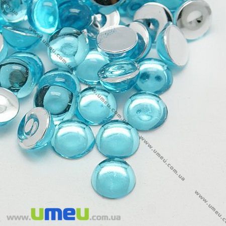 Кабошон пластиковий, Круглий, 14 мм, Блакитний (KAB-009553)