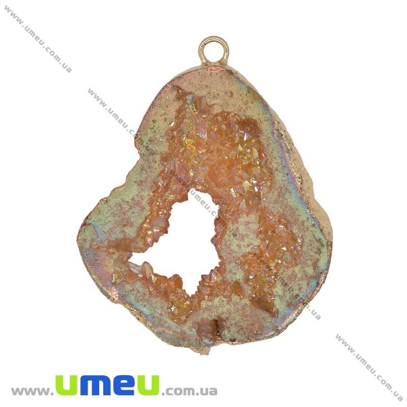 Підвіска з натурального каменю, Друза агату, Помаранчева, 51х40 мм (POD-033054)