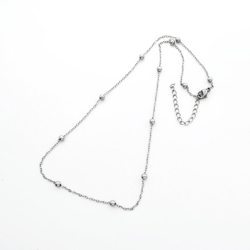 Основа на шию з нерж. ст., Ланцюг з кульками 3,5 мм, 40 см, Темне срібло (STL-051922)