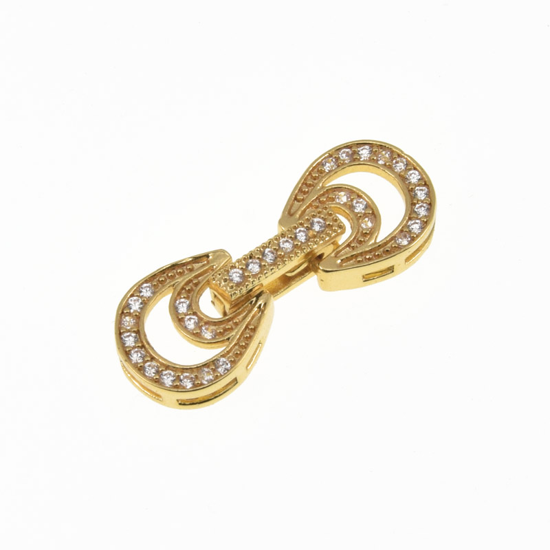 Застібка, 23х9 мм, Латунь з покриттям 18 kt, Куб. цирконій (ZAM-060826)