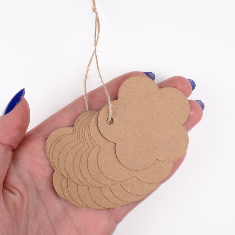 Бірки для подарунків, Квітка, 50 мм, Крафт (UPK-056654)