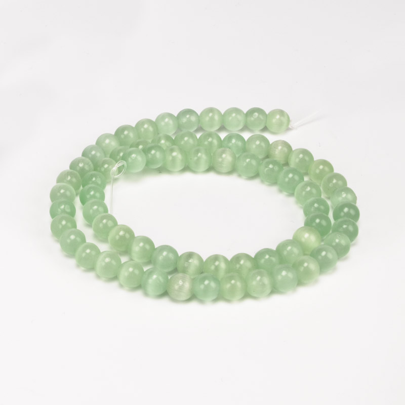 Намистини Котяче око, Синт. камінь, 6 мм, Салатові, Круглі (BUS-054219)