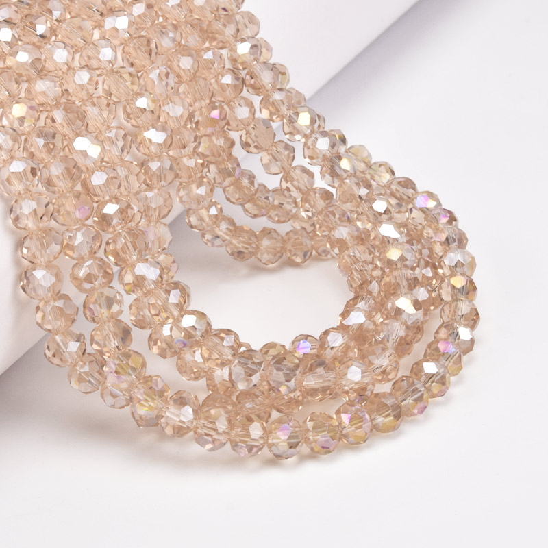 Бусины рондели, 6х5 мм, Бежевые АВ (BUS-061121)