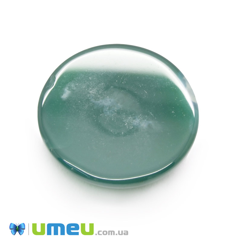 Кабошон нат. камінь Агат зелений, Круглий, 20,3 мм (KAB-049972)