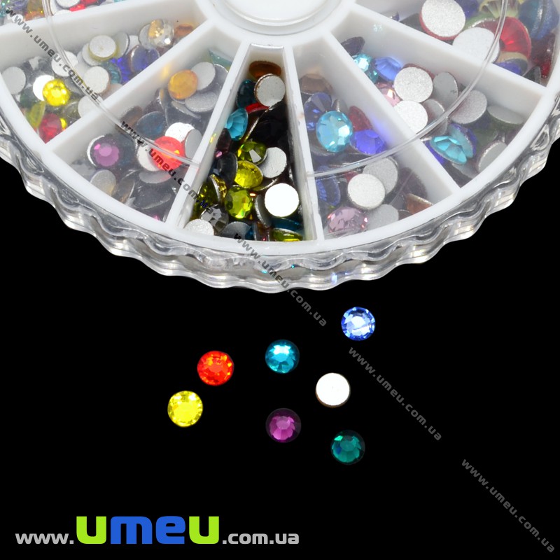 Набір скляних страз в контейнері, Мікс (STR-012713)