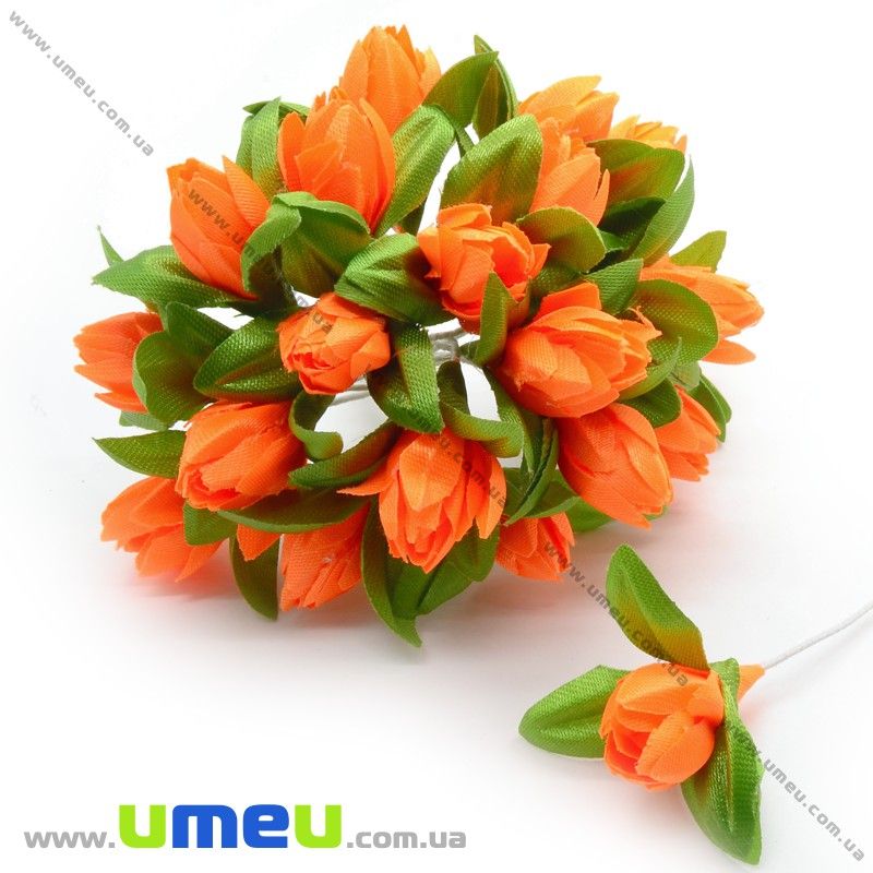 Тюльпан тканевый, 10 мм, Оранжевый яркий, 1 шт (DIF-014685)