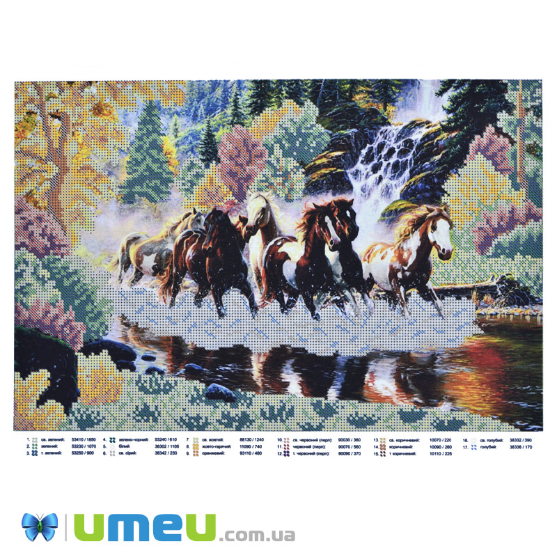 Схема для выш. бісером, Юма, Коні, 39х26 см (UPK-048527)