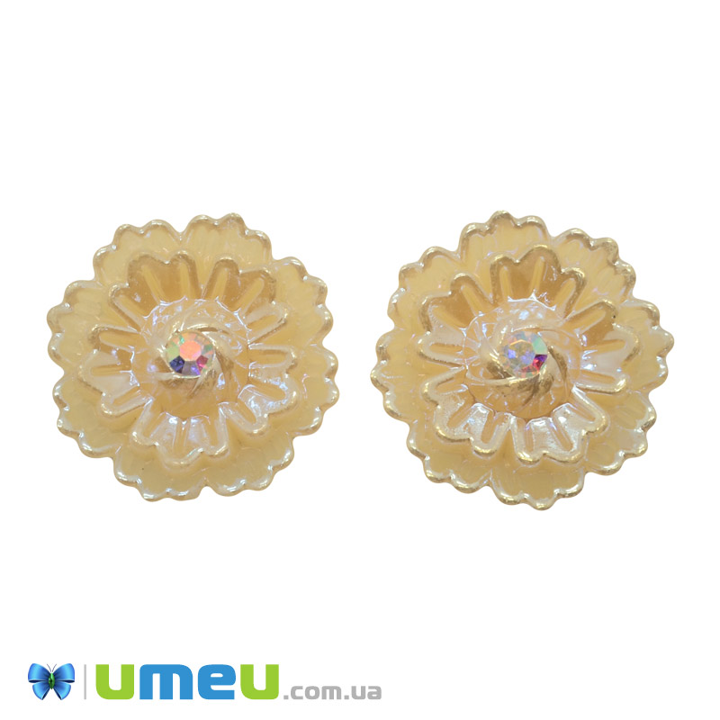 Кабошон из полимерной глины, Цветок желтый, 25 мм (KAB-050790)