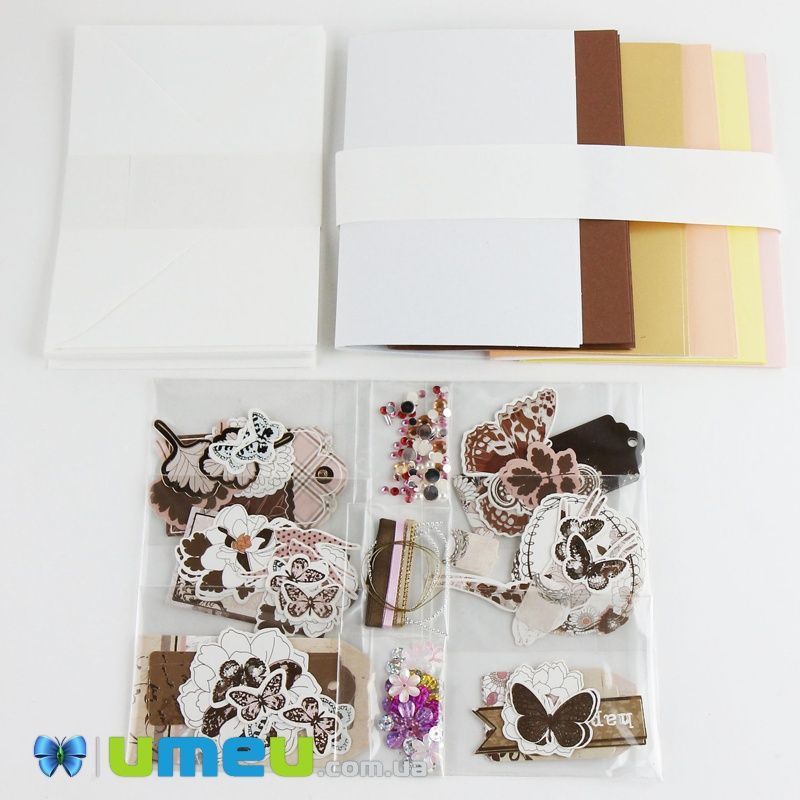 Набір скрапбукінгу для виготовлення 6-ти міні-листівок з конвертами (DIF-032804)