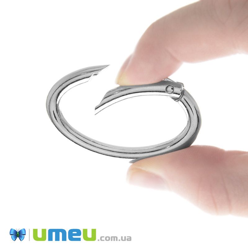 Кільце для сумки металеве, 48х29 мм, Темне срібло (BAG-046215)