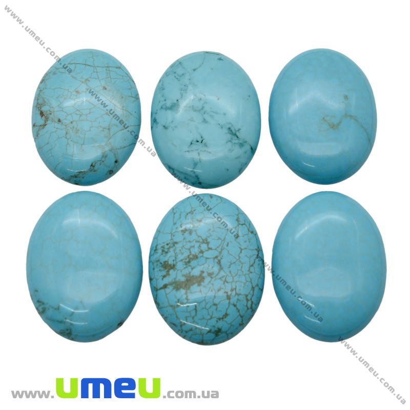 Кабошон нат. камінь Бірюза (син.), Овал, 40х30 мм (KAB-020295)
