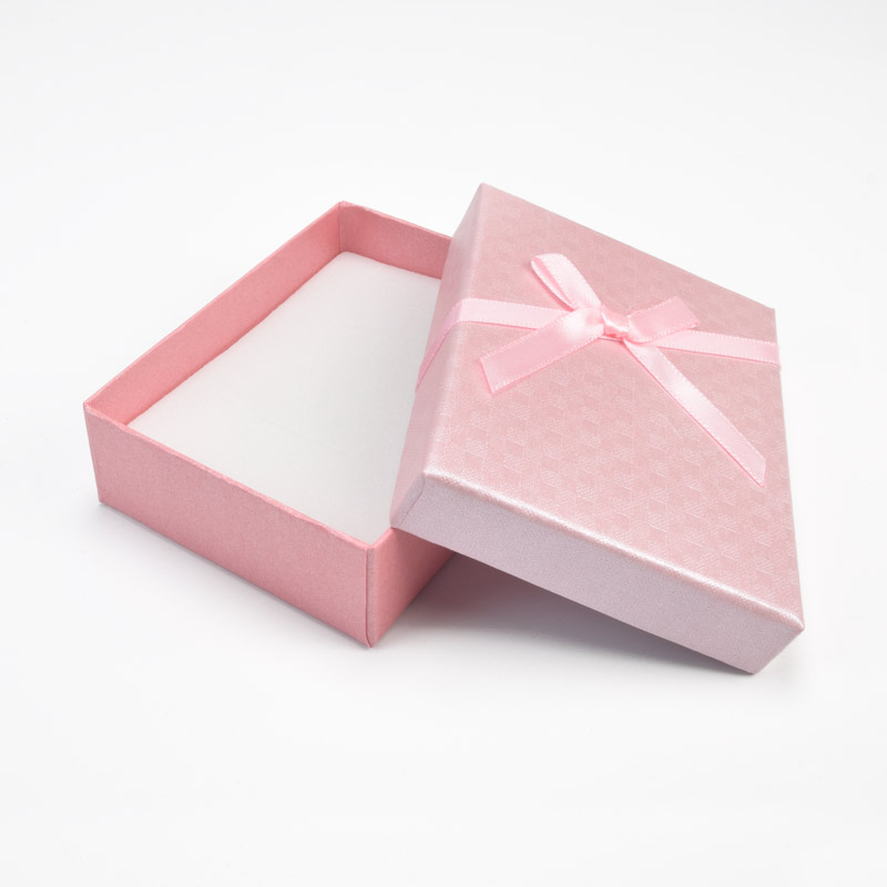 Подарочная коробочка Прямоугольная с бантиком, 9х7х2,5 см, Розовая (UPK-056834)