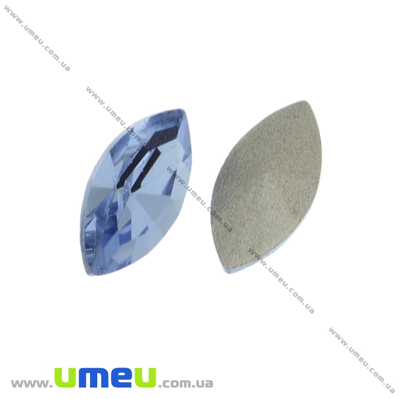 Ріволі скляний, Човник гранований, 10х5 мм, Синій (KAB-022015)