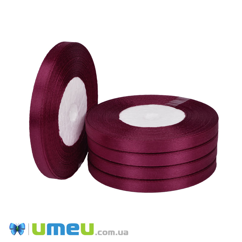 Атласна стрічка, 6 мм, Бордова (LEN-050970)